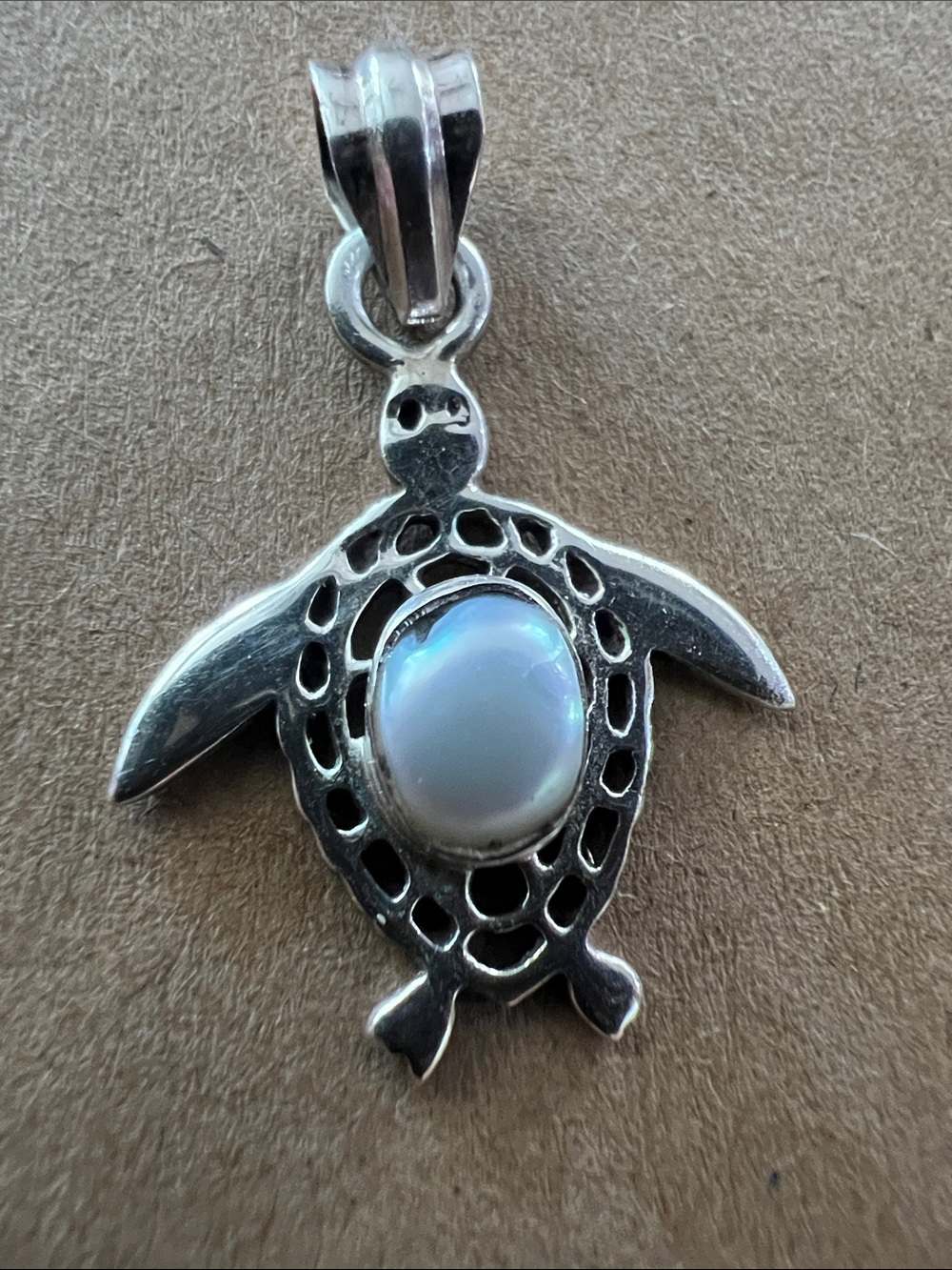 Sterling Silver Turtle Pendant with Pearl